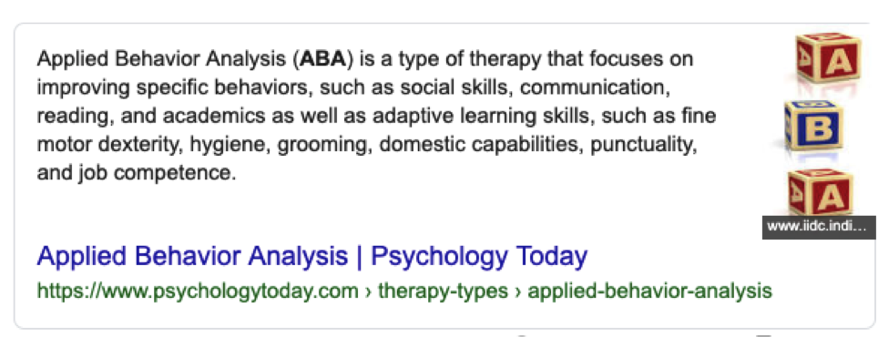 ABA Therapy Definition Screenshot